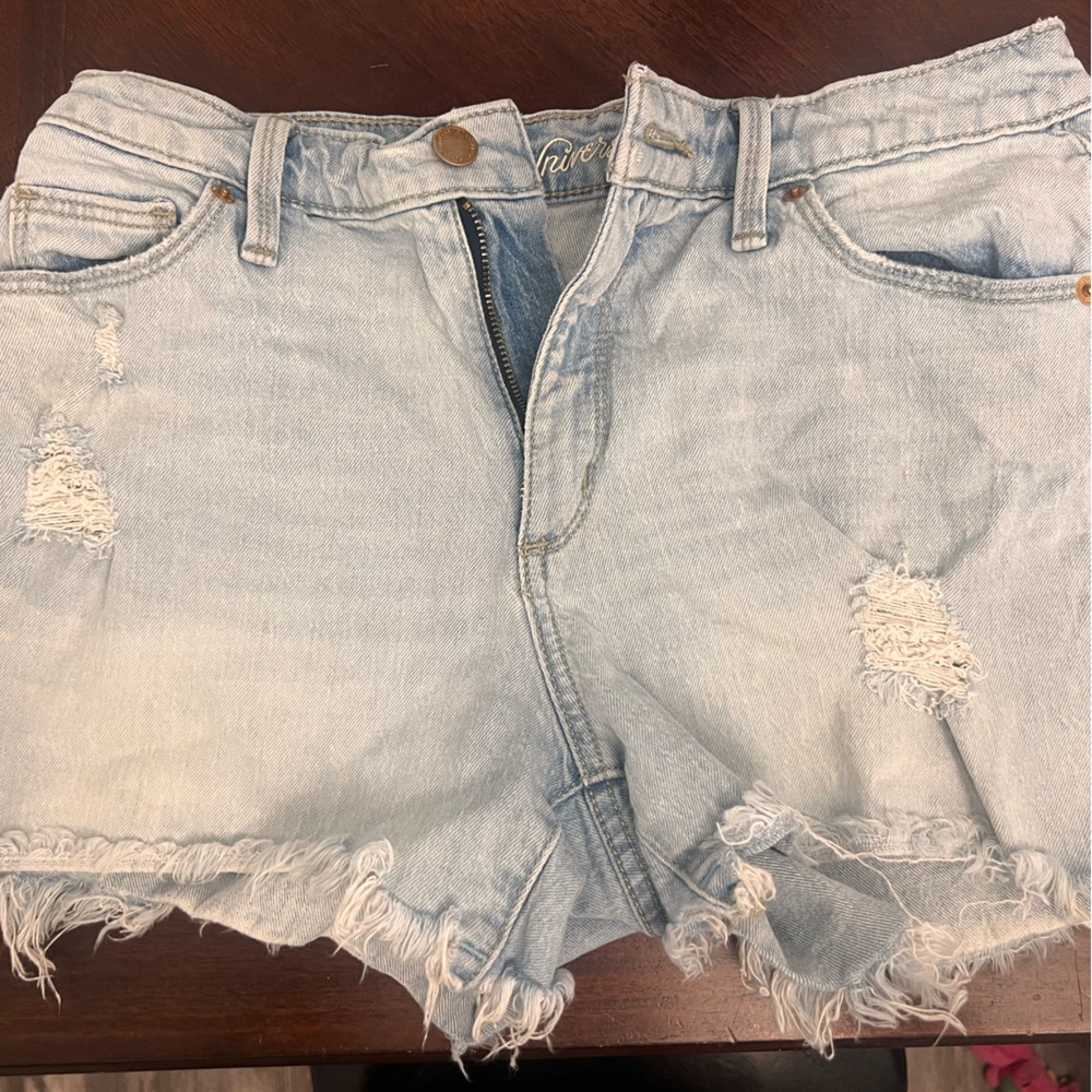 Distressed high rise shorts